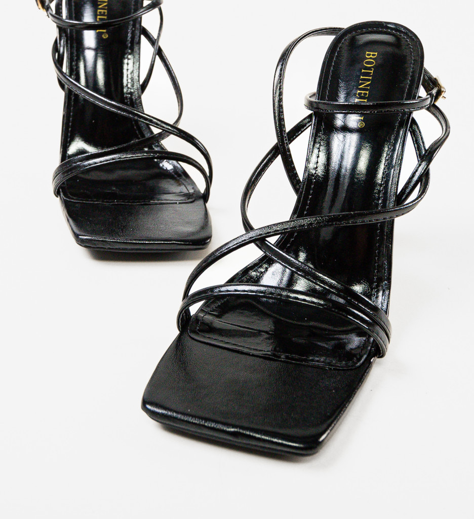 Sandale Dama Lucsy Negre 2 cu Toc Elegant