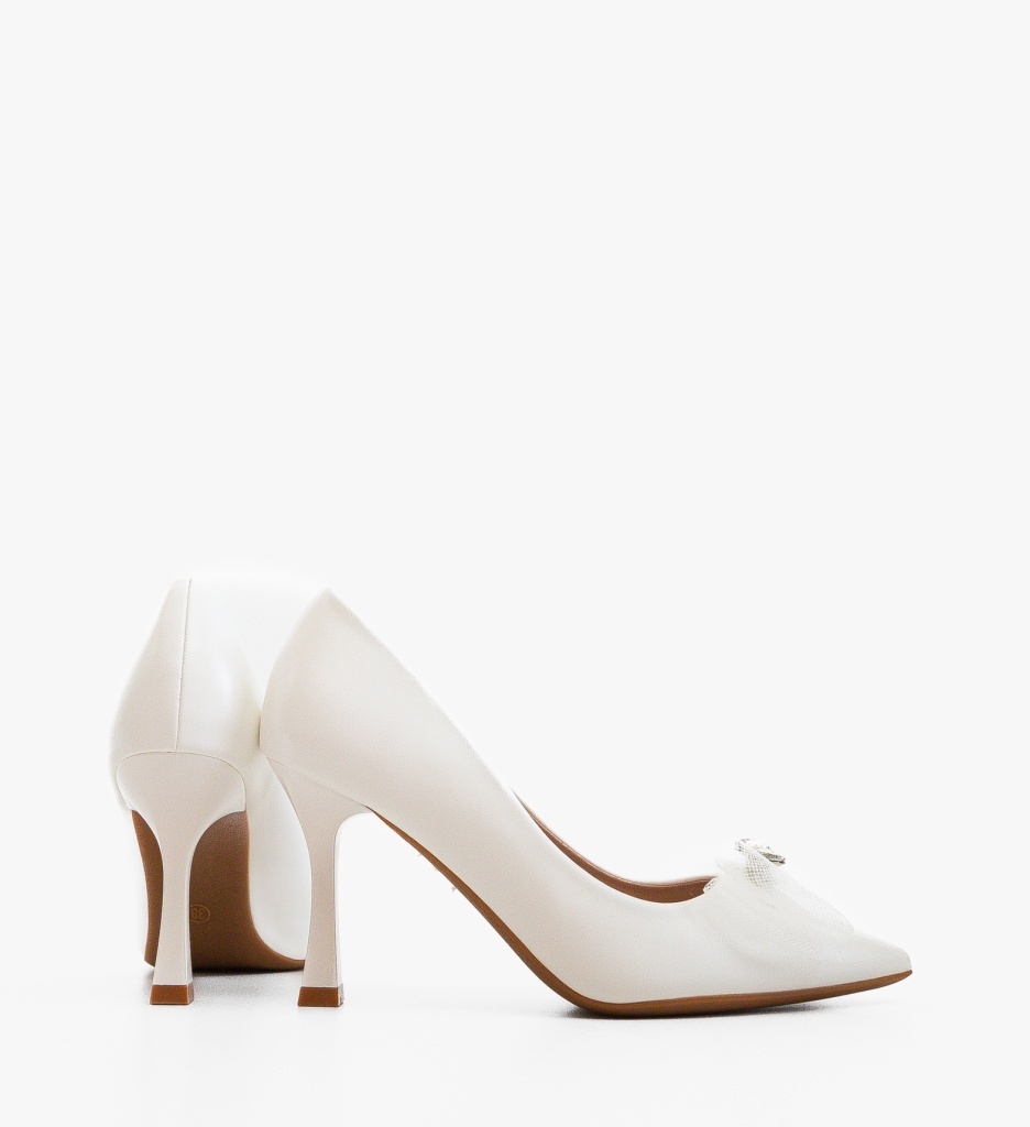 Pantofi Stiletto Dama Liama Albi Eleganți - imagine 2
