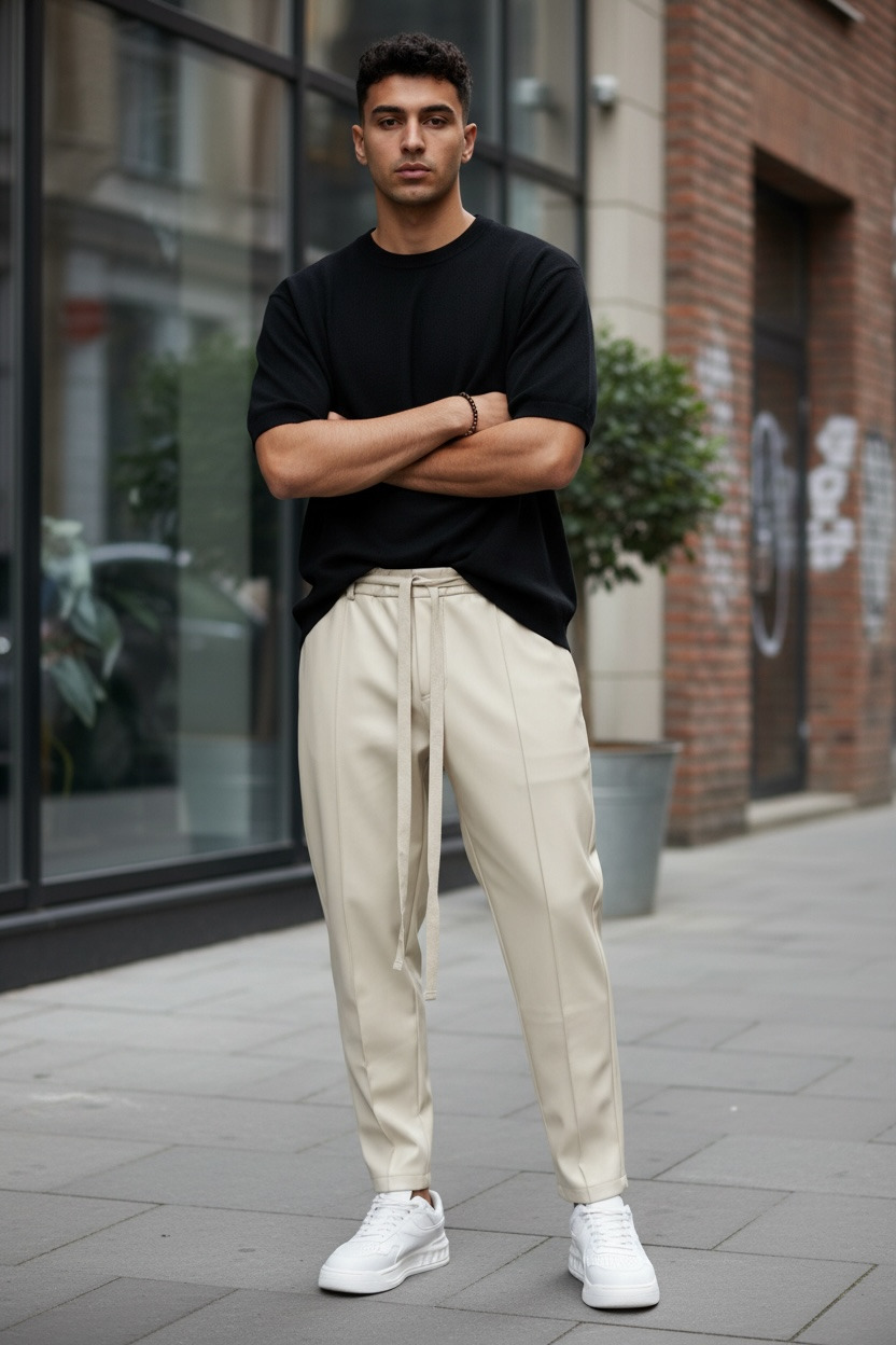 Pantaloni Trening Bej Conici | Stil și Confort