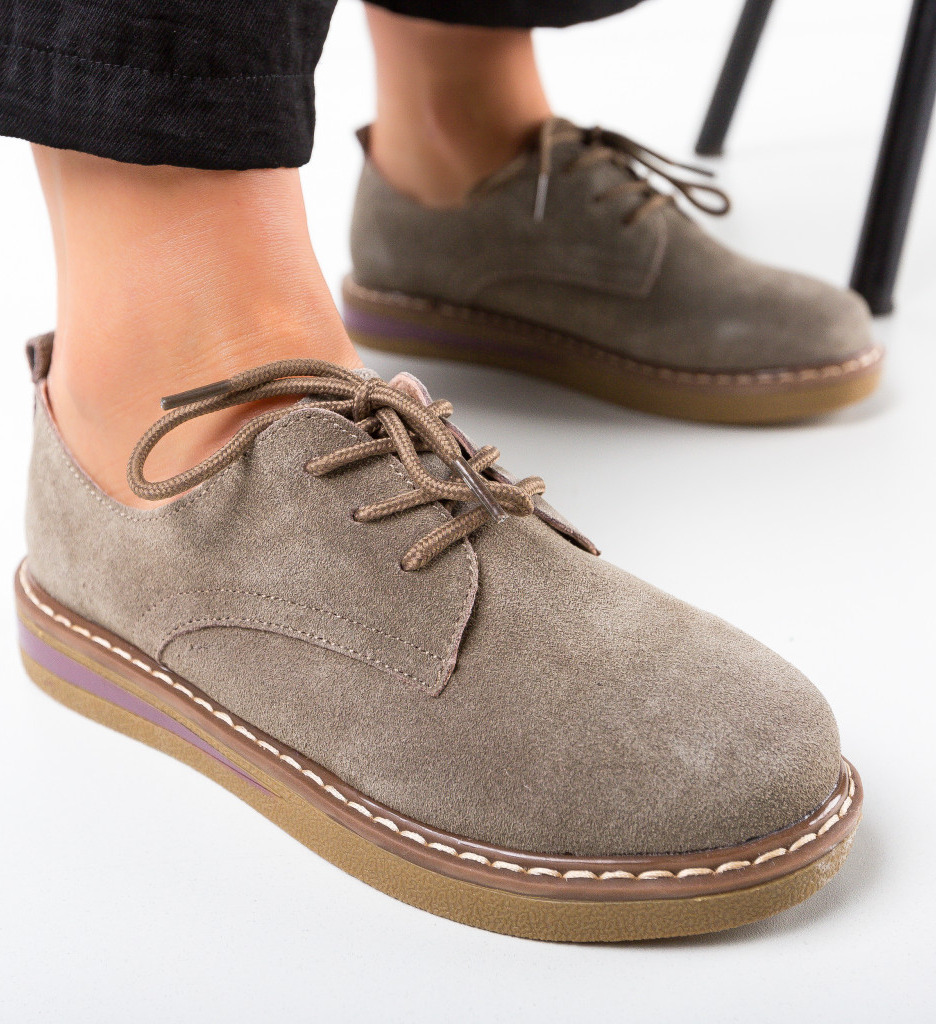 Pantofi Casual Romena Khaki - Confort Stilat - imagine 5