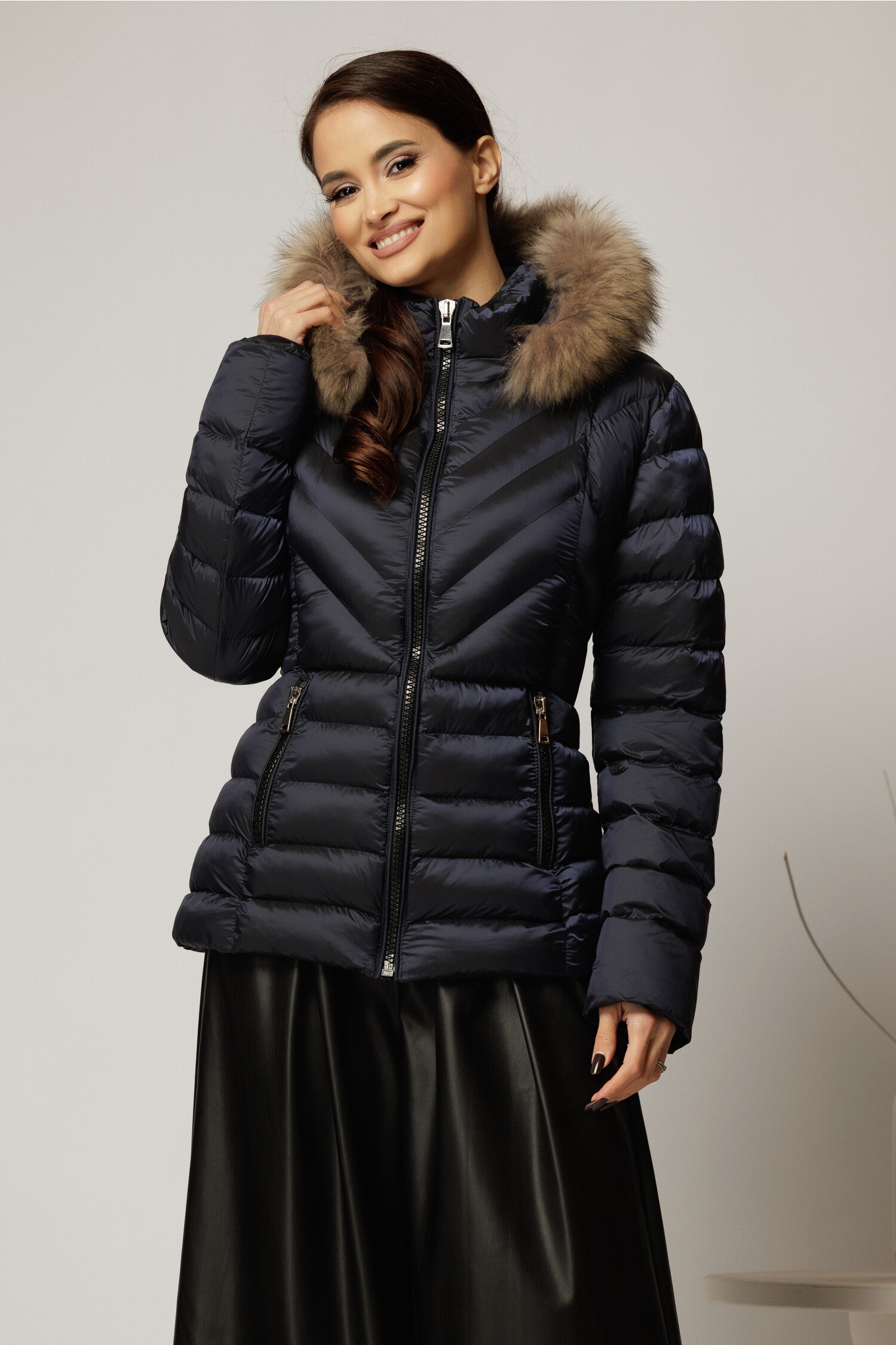 Geacă Bleumarin cu Blaniță Naturală | Geci Dama