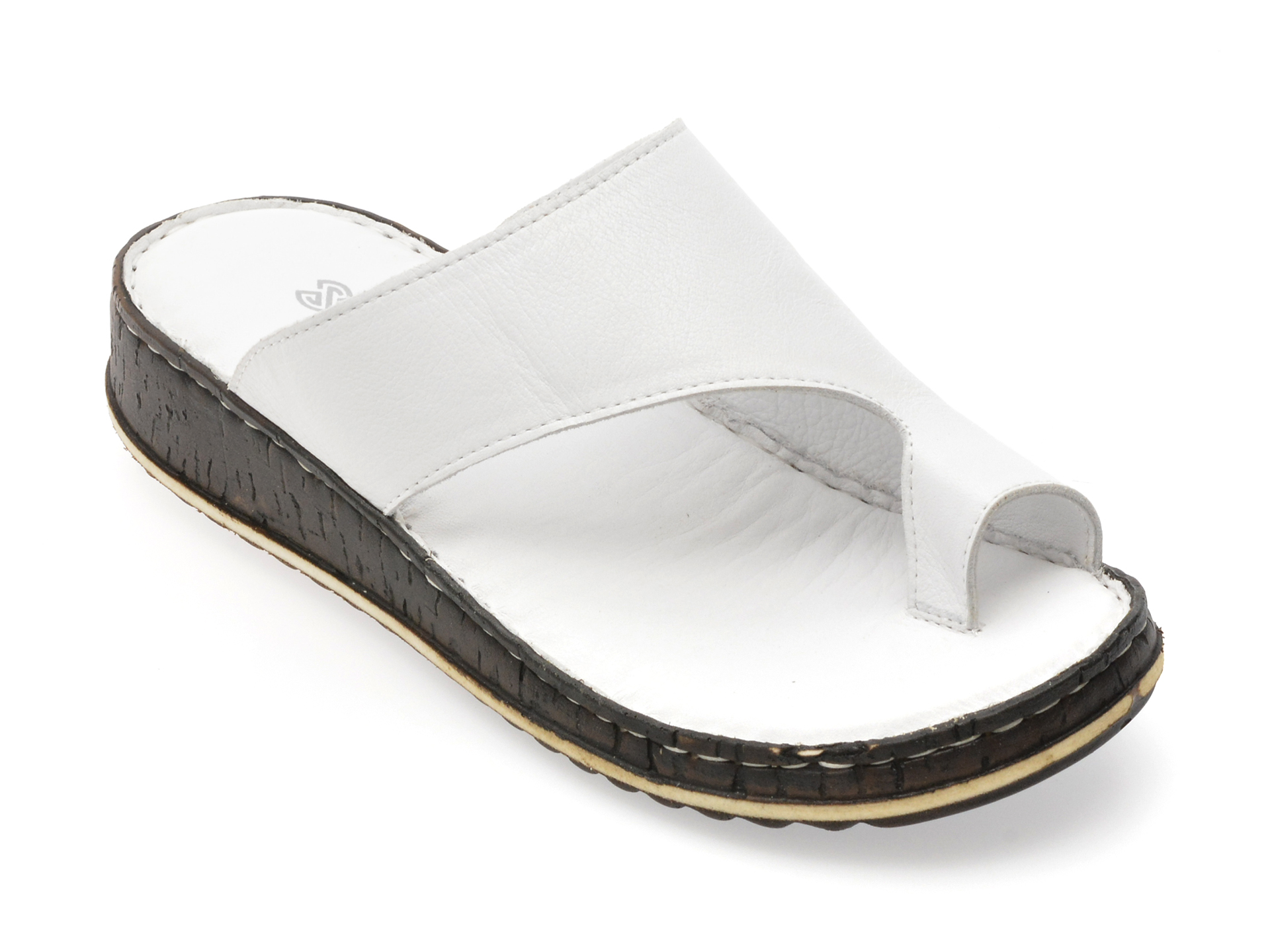 Papuci SHOOZY albi din piele naturală