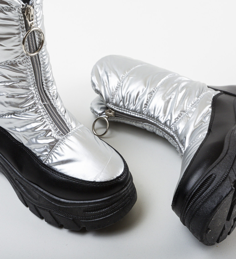 Ghete Dama Argintii Elegante de Ocazie - imagine 5