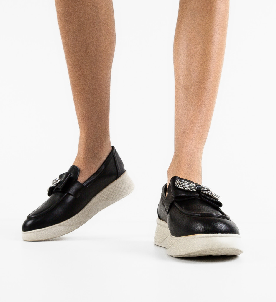 Pantofi Casual Dama Eacona Negri - Confort & Stil - imagine 2