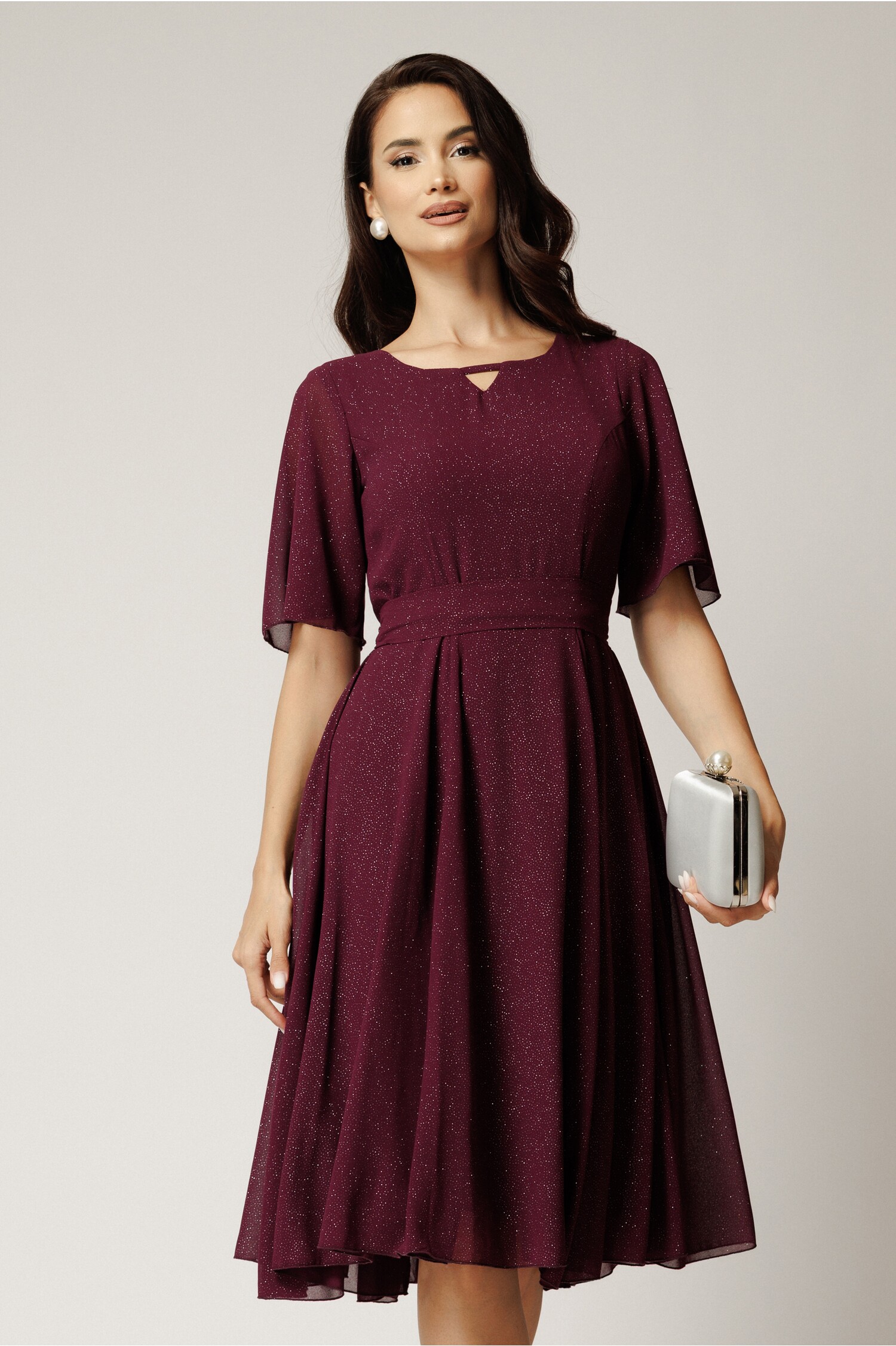 Rochie DY Fashion Bordo cu Glitter | Cununie Civilă