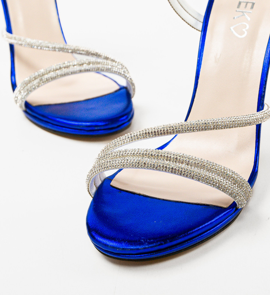 Sandale Dama Gynn Albastre cu Toc Elegante - imagine 5