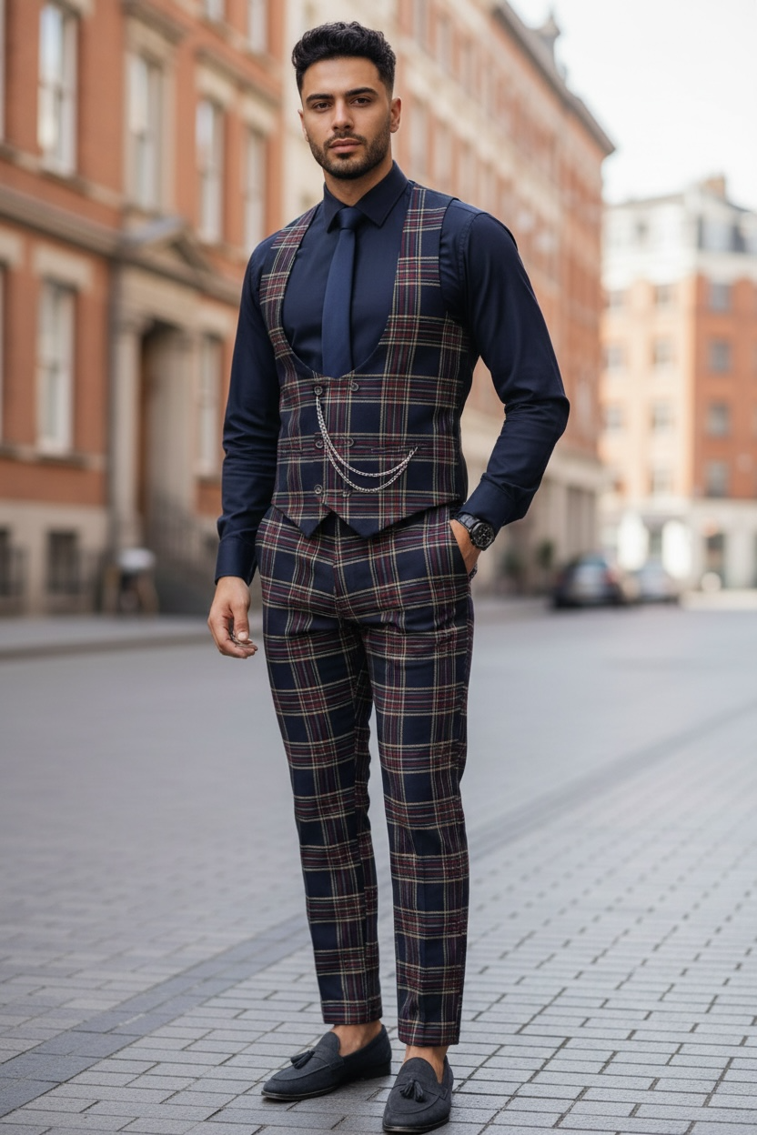 Compleu Barbati Vesta si Pantaloni Elegant Slim Fit - imagine 2