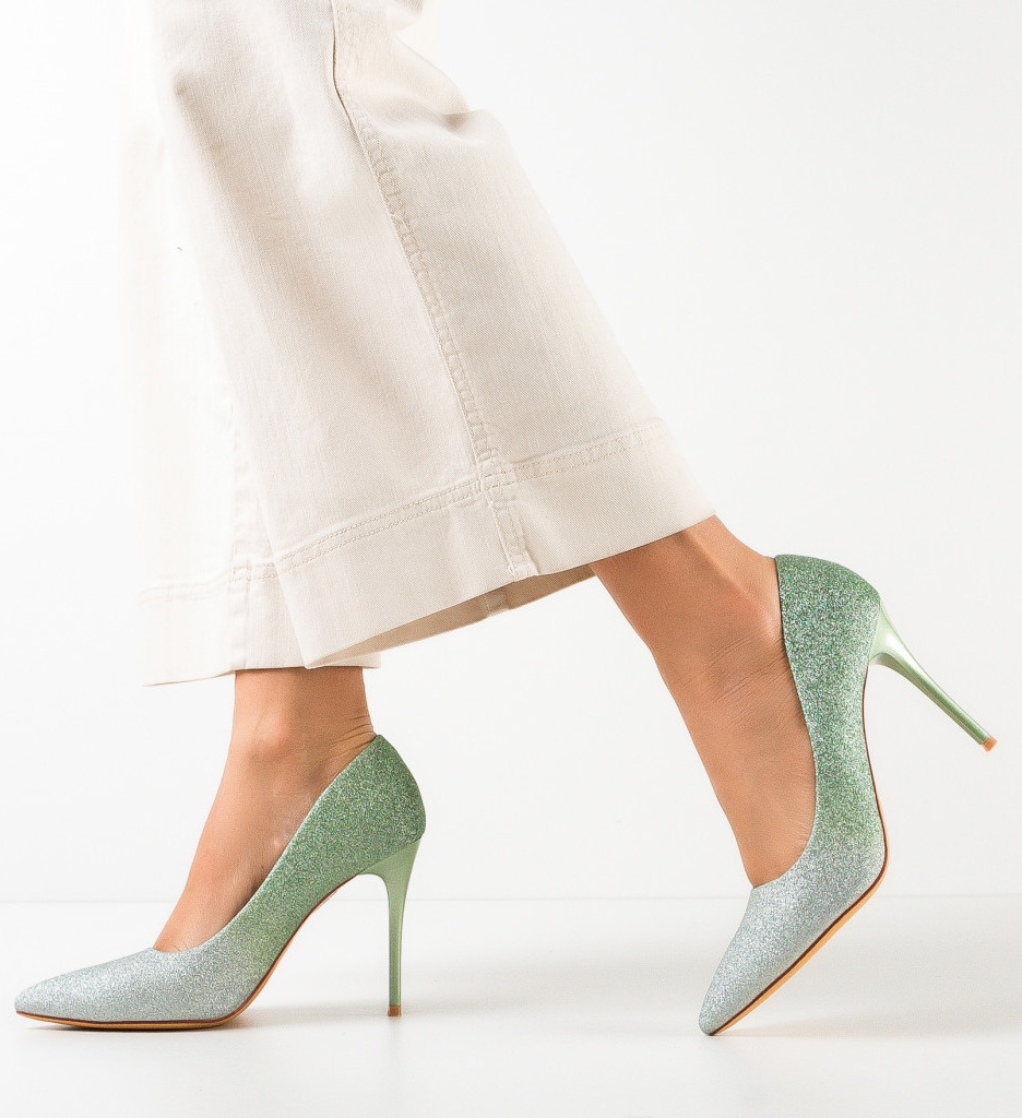 Pantofi Marks Verzi cu Toc Eleganți - imagine 2