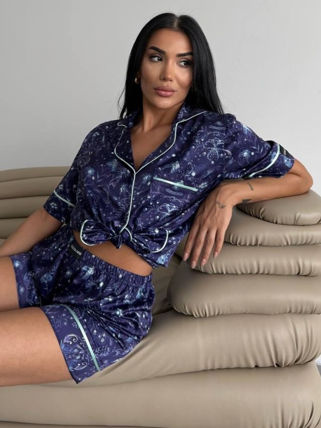 Set Pijama Dama 2 Bucati Delis Satin Floral - imagine 3