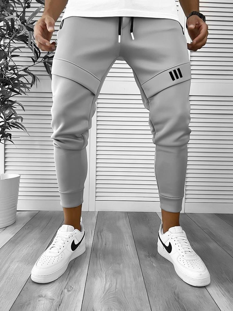Pantaloni Trening Gri Conici - Stil și Confort