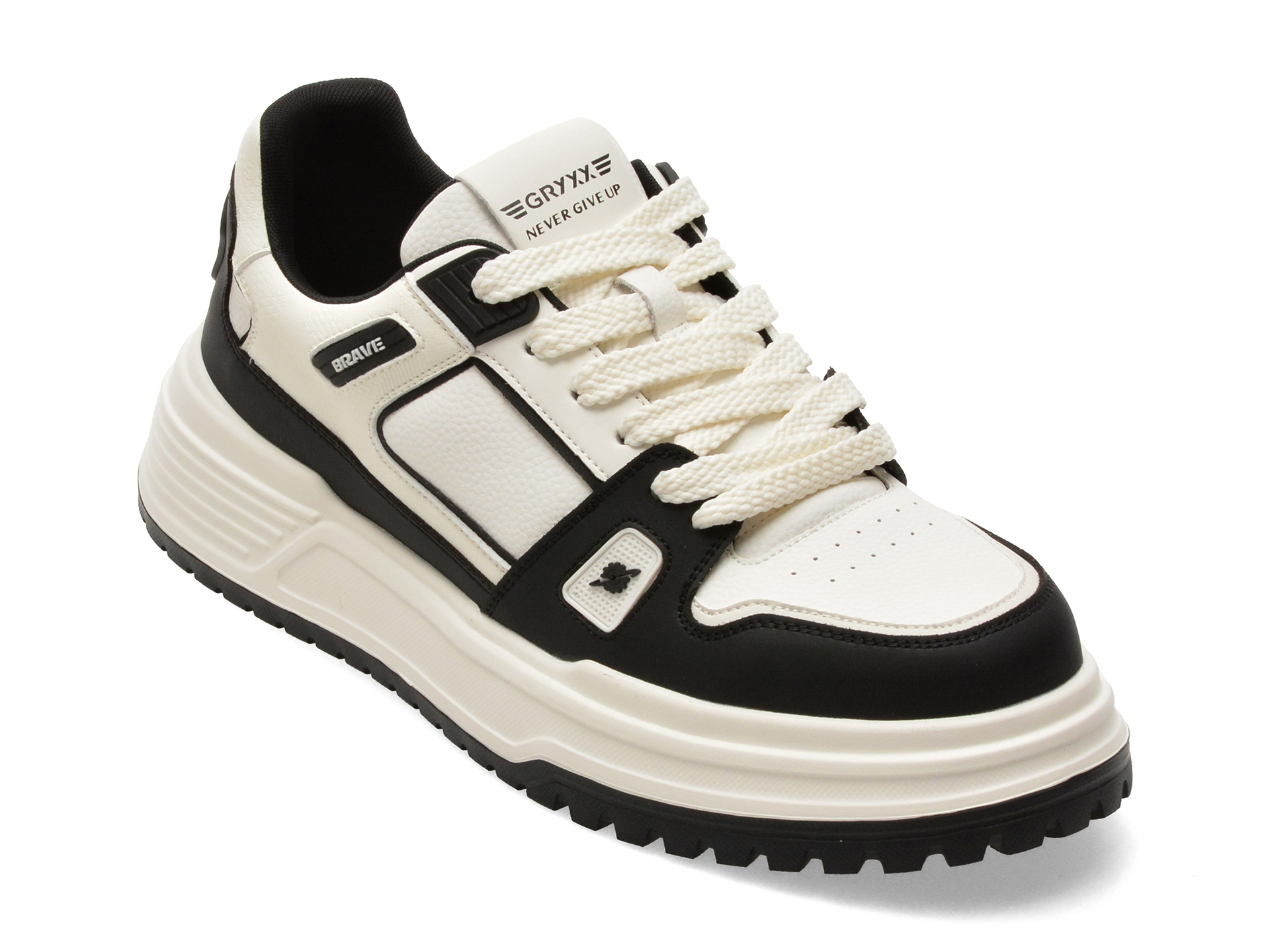 Pantofi Sport GRYXX Piele Alb-Negru | Confort Stilat
