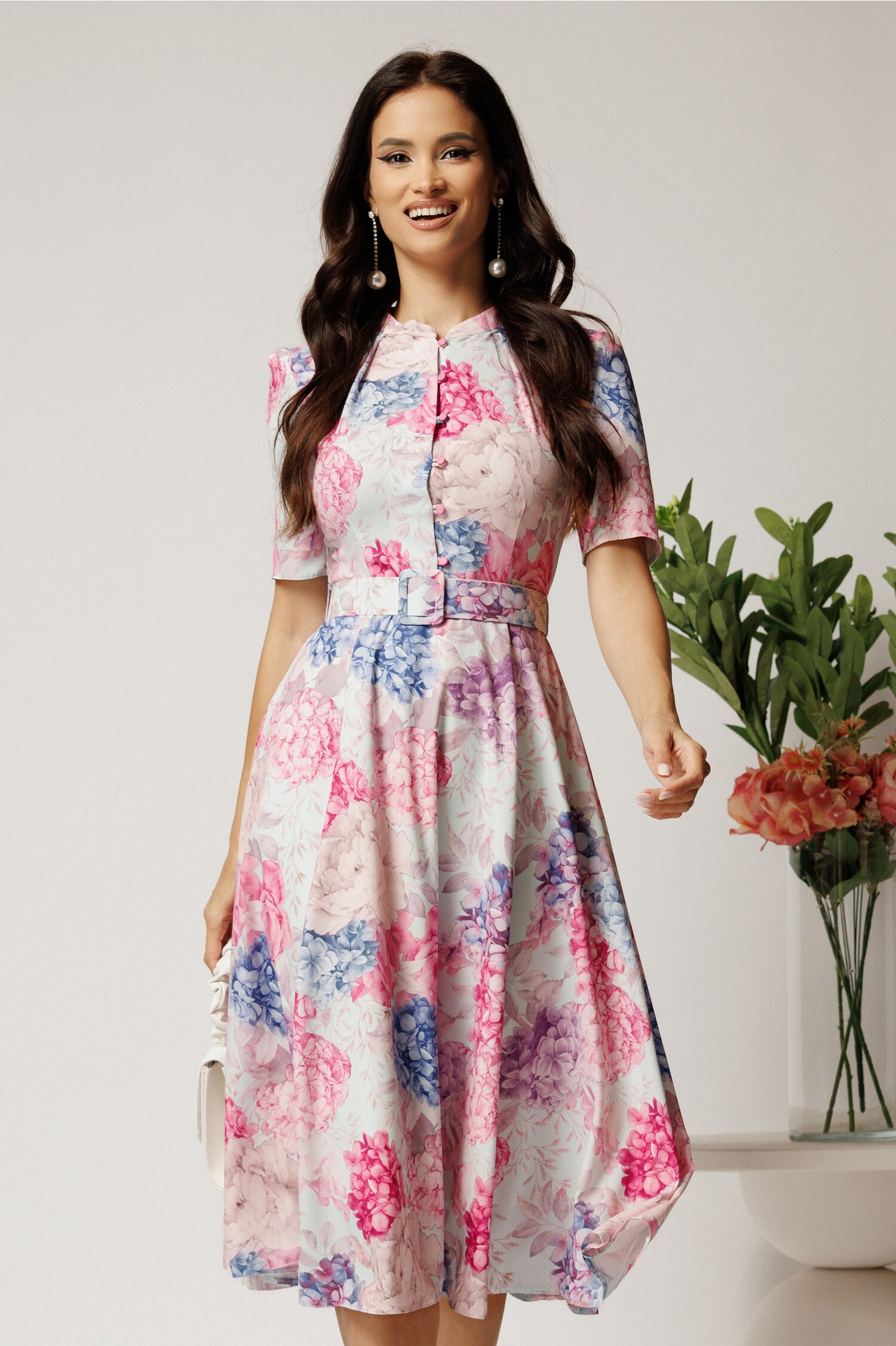 Rochie Midi Floral Rayon | Stil și Eleganță