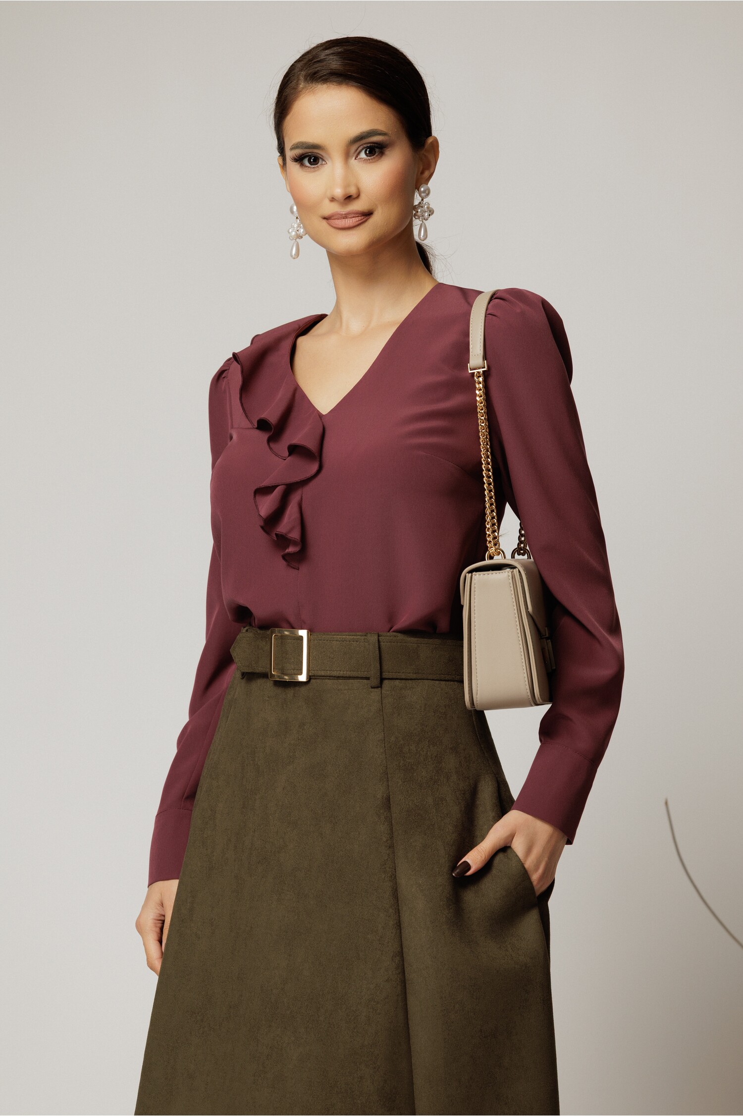 Bluza DY Fashion Magenta cu Volane Eleganta