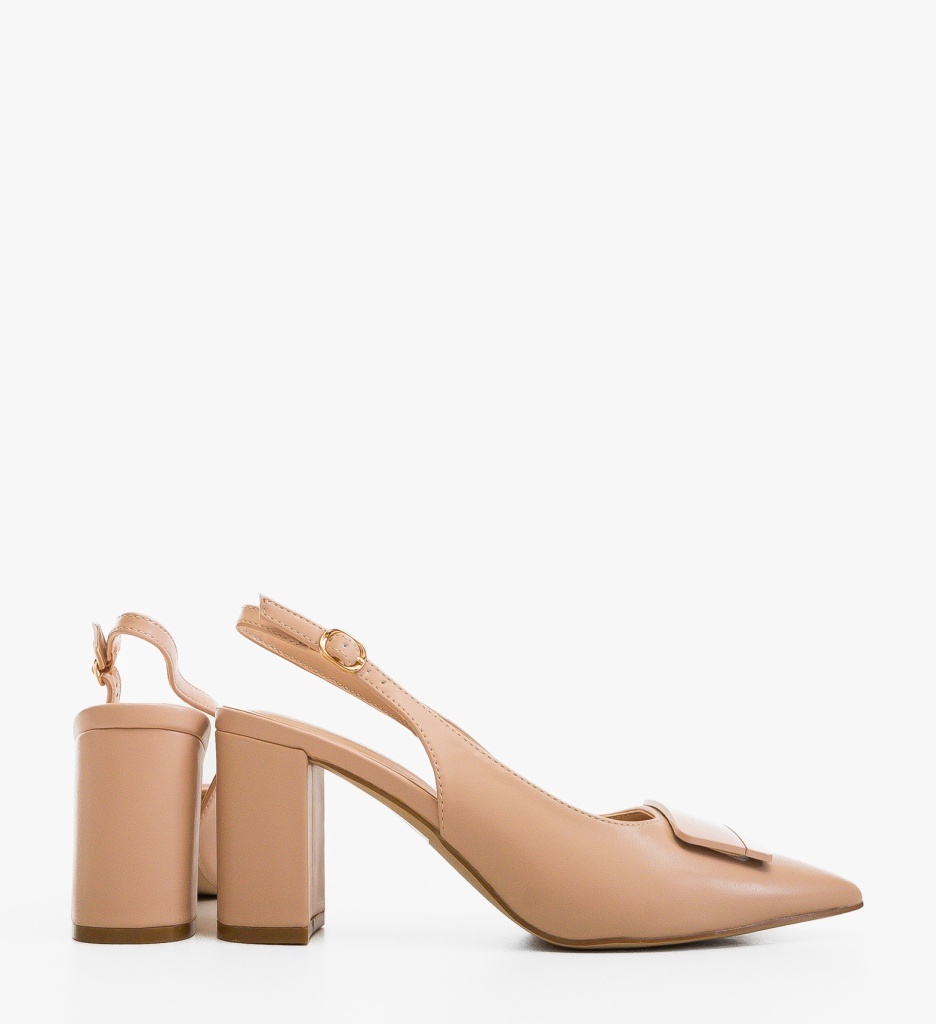 Pantofi Dama Olyva Nude cu Toc Eleganți - imagine 2