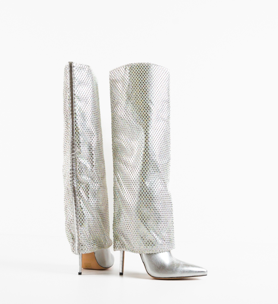 Cizme Skaa Argintii Depurtat - Eleganță Metalică - imagine 7