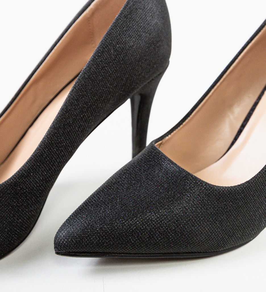 Pantofi dama Vaugh negri eleganți cu toc - imagine 7