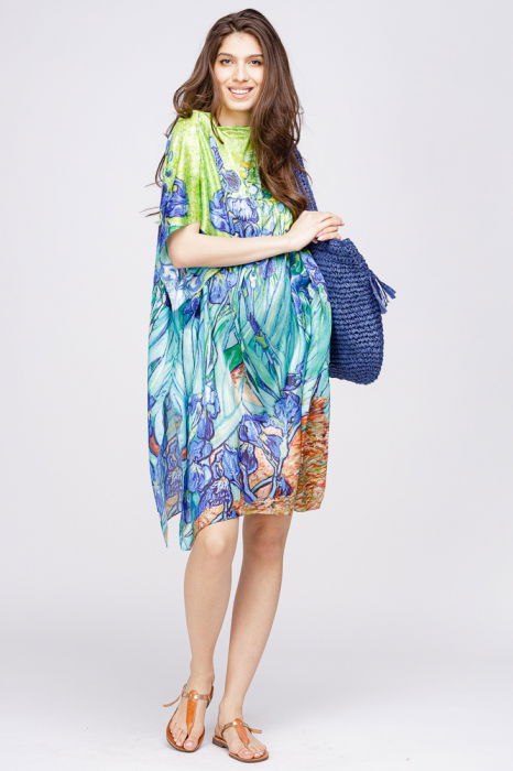 Poncho Silk Van Gogh Irises - Shopika - imagine 1