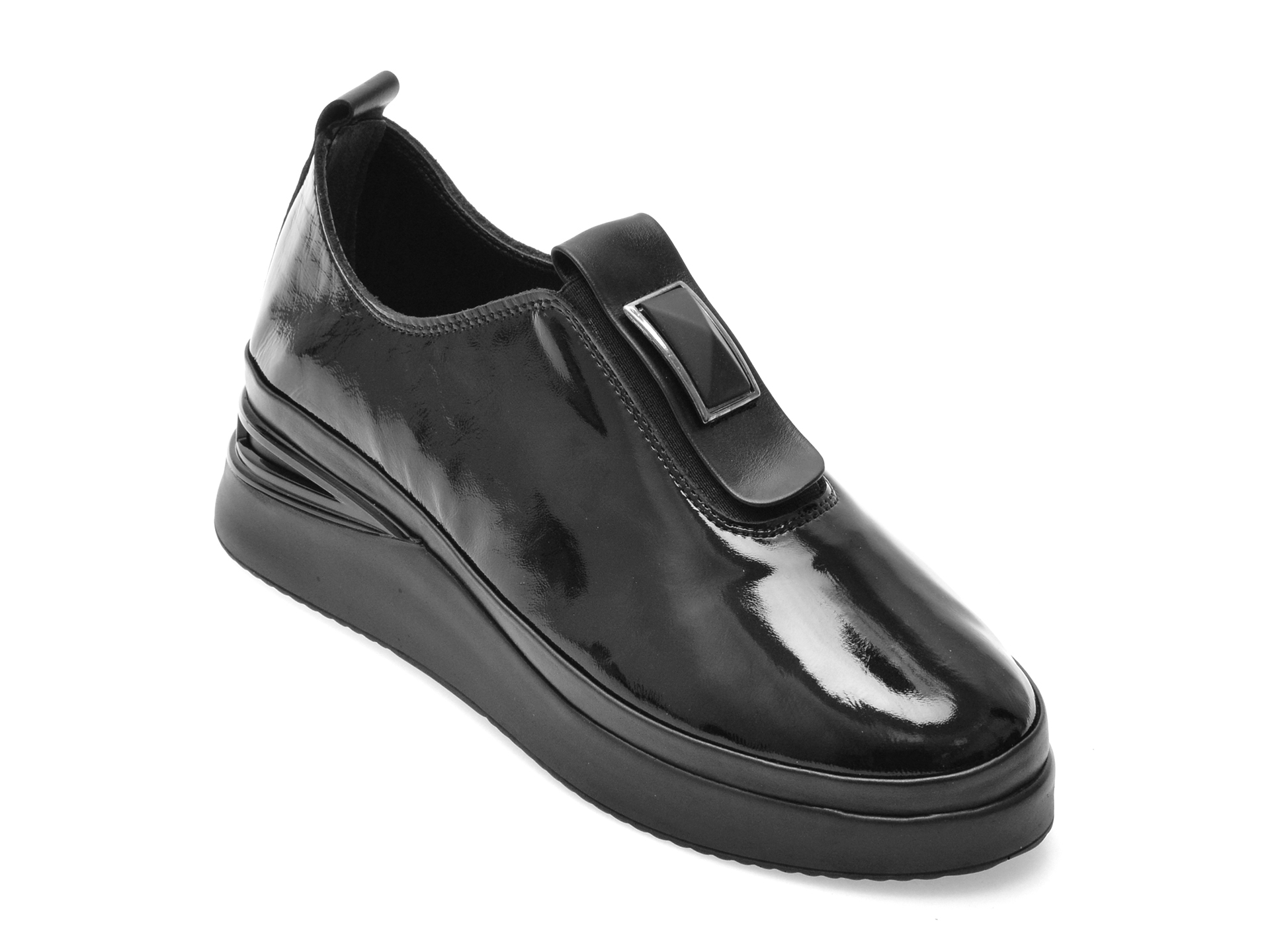 Pantofi IMAGE Negri Piele Lacuită - Eleganță