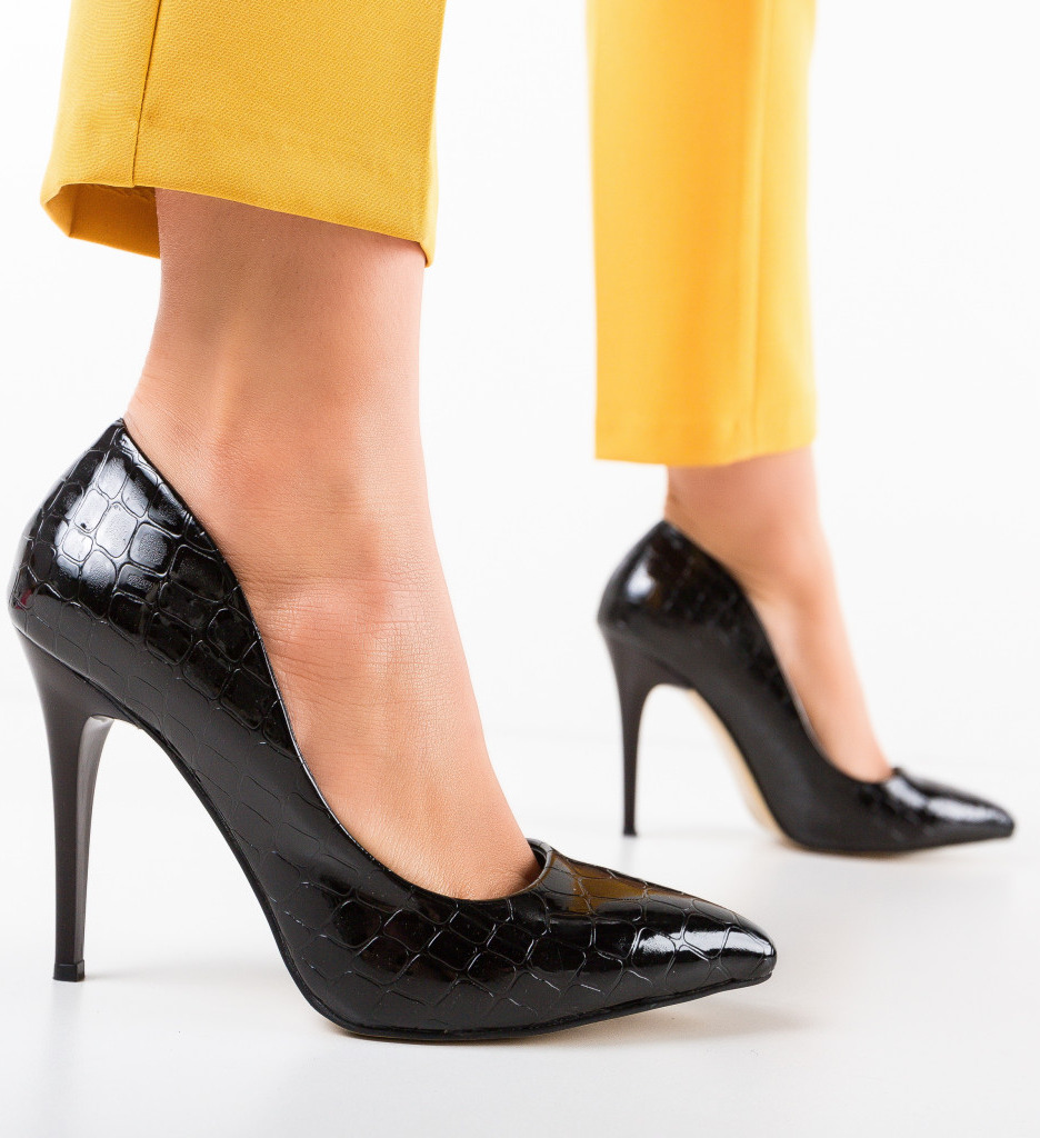 Pantofi Pefeba Negri cu Toc Eleganți - imagine 3