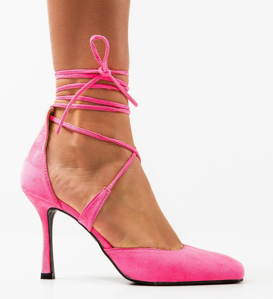 Pantofi cu Toc Lylyac Roz - Eleganți - imagine 3