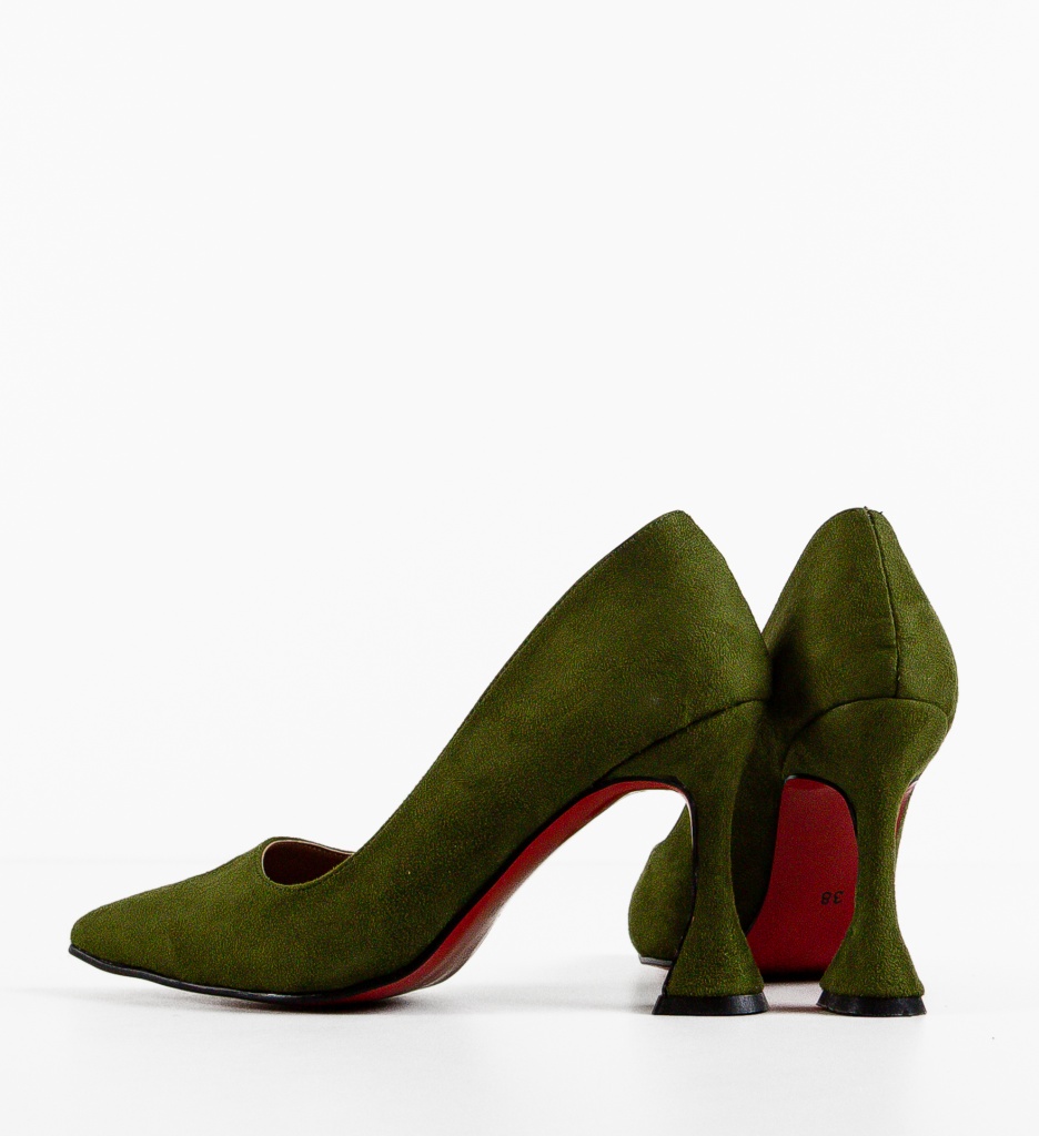 Pantofi dama Gog Verzi Eleganți cu Toc - imagine 7