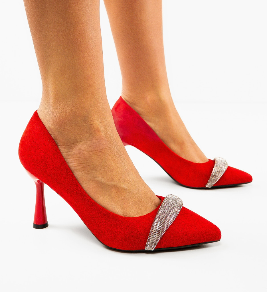 Pantofi Dama Kadar Rosii cu Toc Elegant
