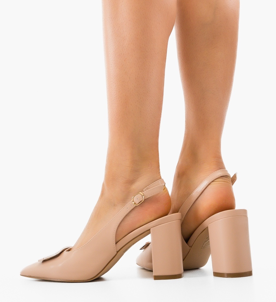 Pantofi Dama Olyva Nude cu Toc Eleganți - imagine 4