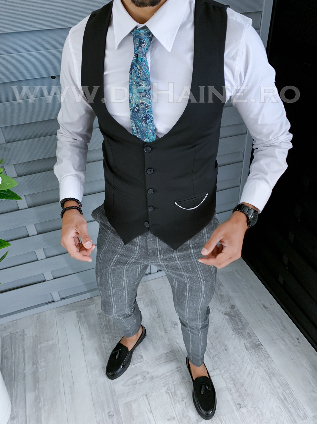 Compleu Barbati Vesta + Pantaloni Slim Fit