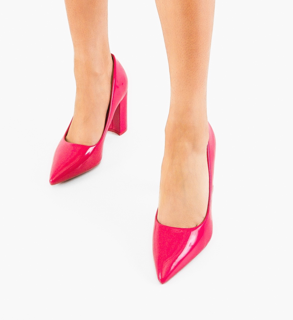 Pantofi Toc Mendoza Fuchsia Eleganți - imagine 2