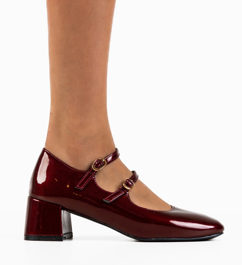 Pantofi Dama Vilizi Grena cu Toc Eleganți - imagine 4
