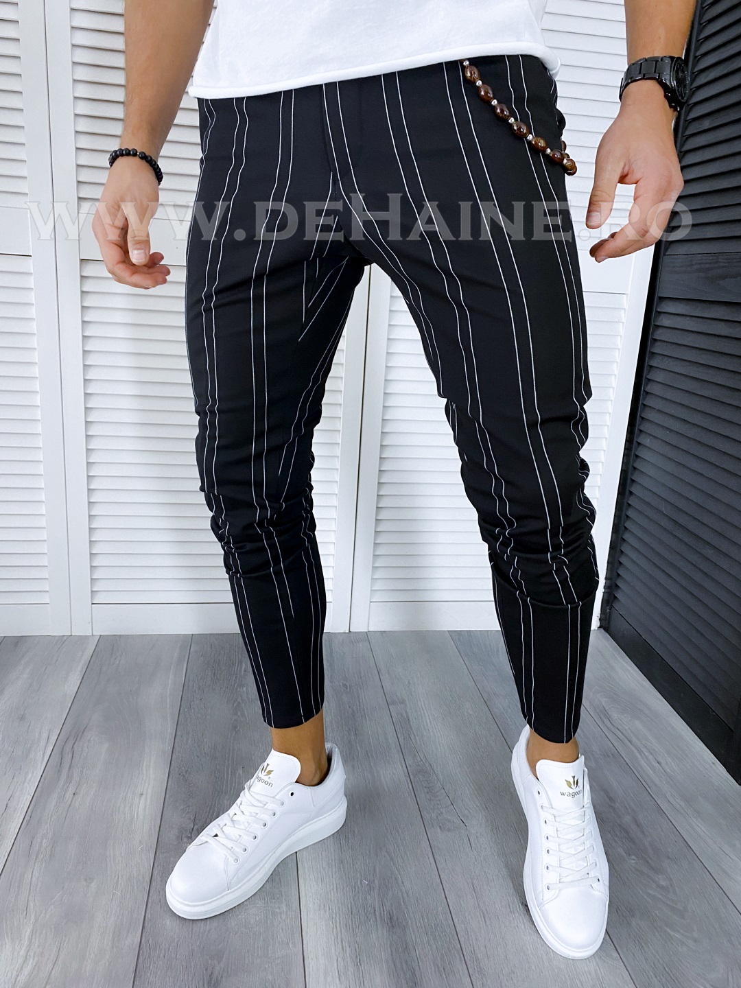 Pantaloni Barbati Casual Regular Fit Negri