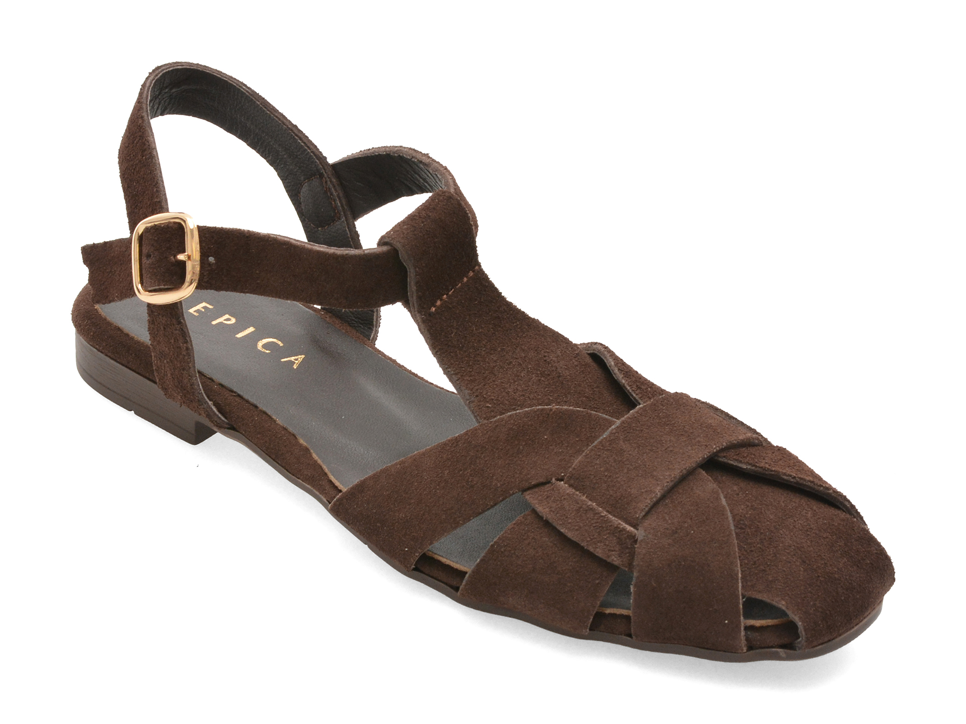 Sandale EPICA maro din piele intoarsa | Eleganta
