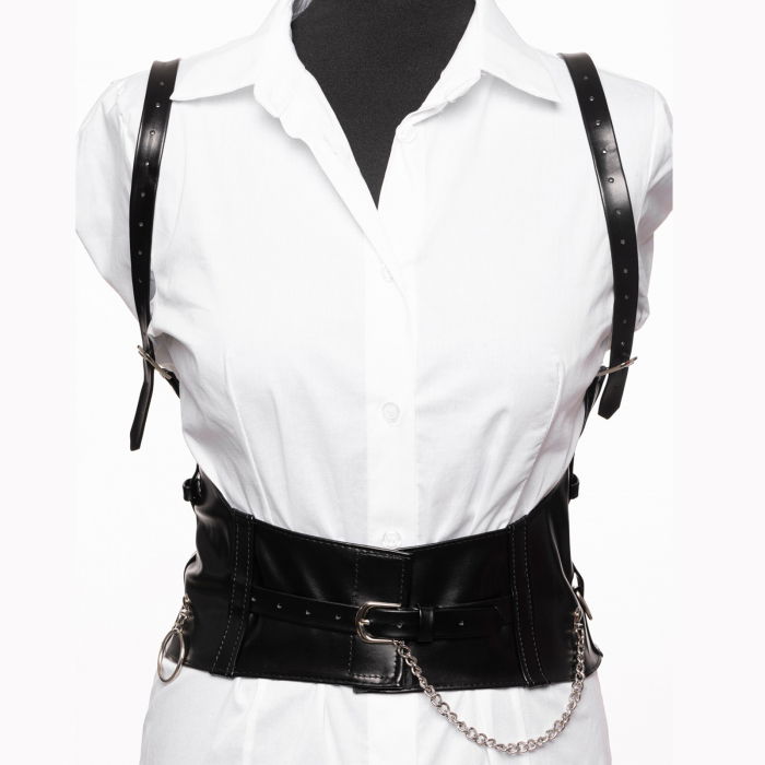 Curea Neagra cu Lant Shopika | Ajustabila si Stilata