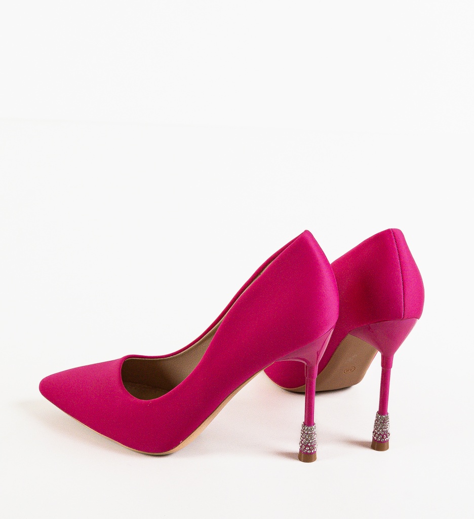 Pantofi Karun Fuchsia Eleganți cu Toc - imagine 6