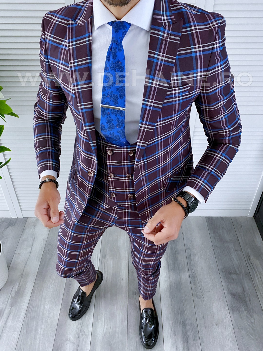 Costum Slim Fit Barbati cu Sacou si Vesta