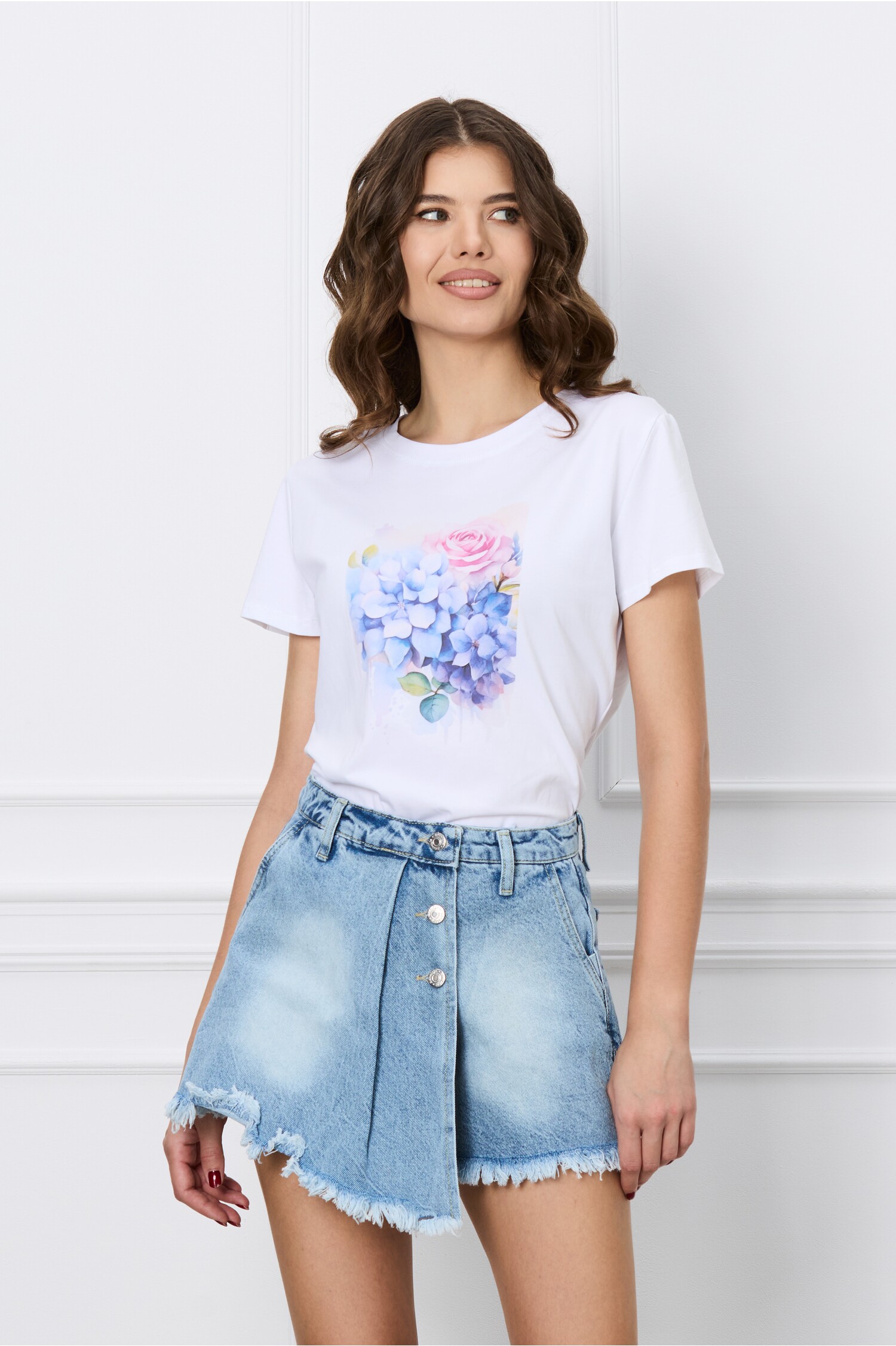 Pantaloni Scurți Lavinia Denim Bleu cu Talie Înaltă
