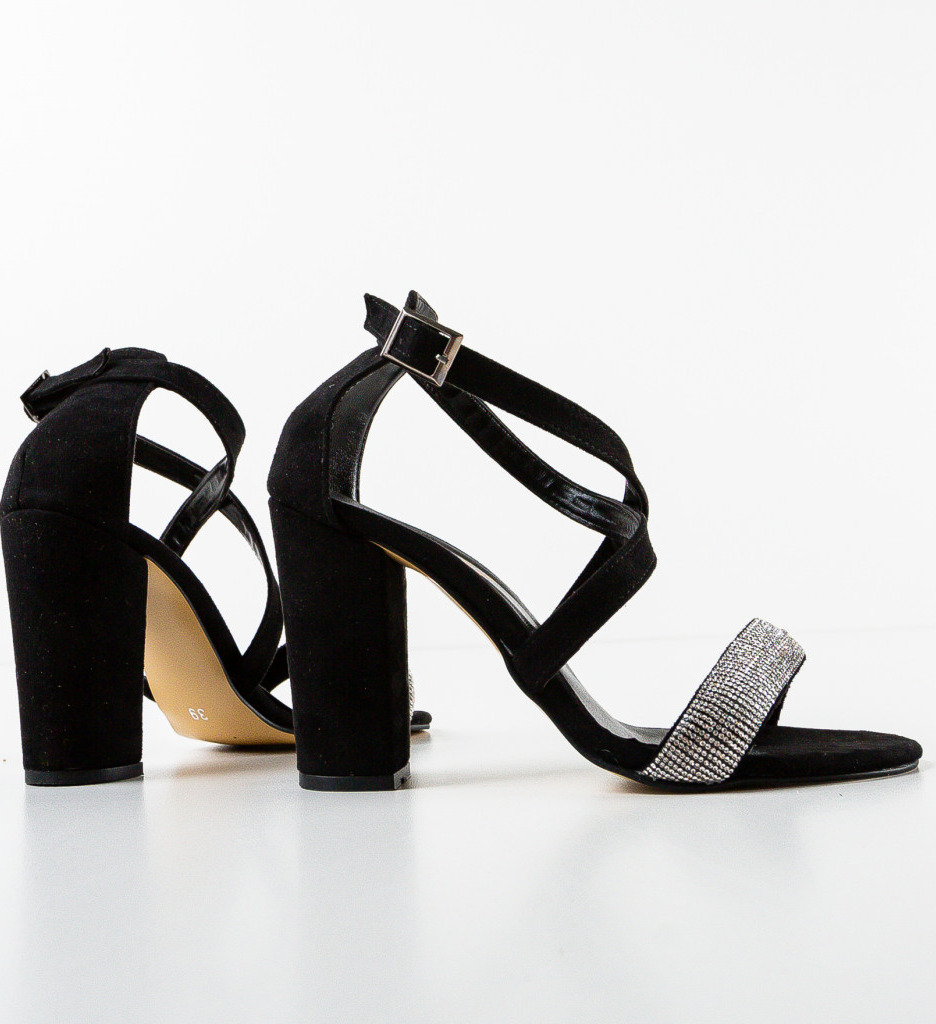 Sandale Terna Negre cu Toc Elegant - imagine 5