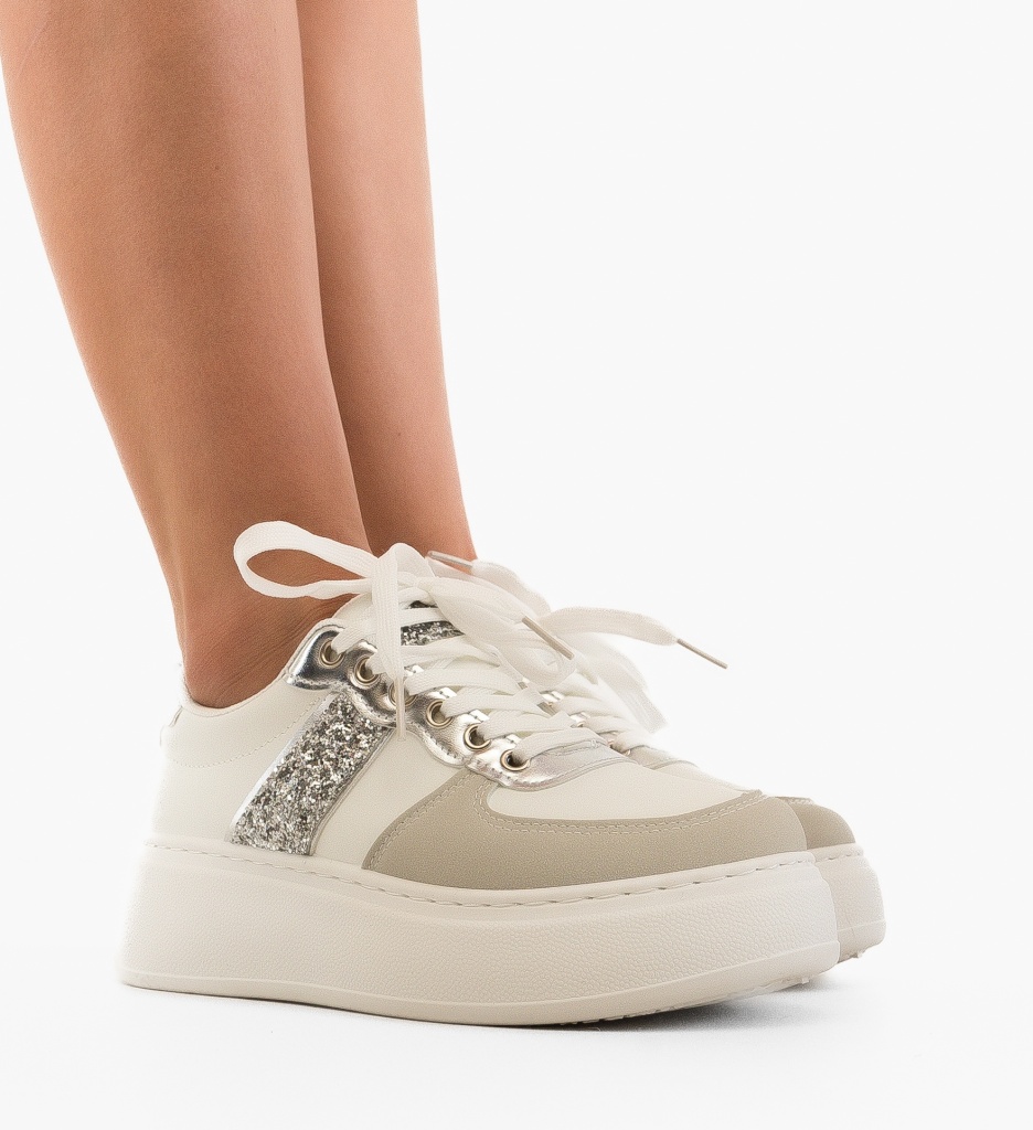Sneakers Dama Argintii Jose - Stil si Confort - imagine 2
