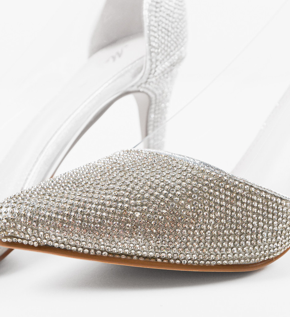 Pantofi dama Kara argintii eleganți - imagine 6