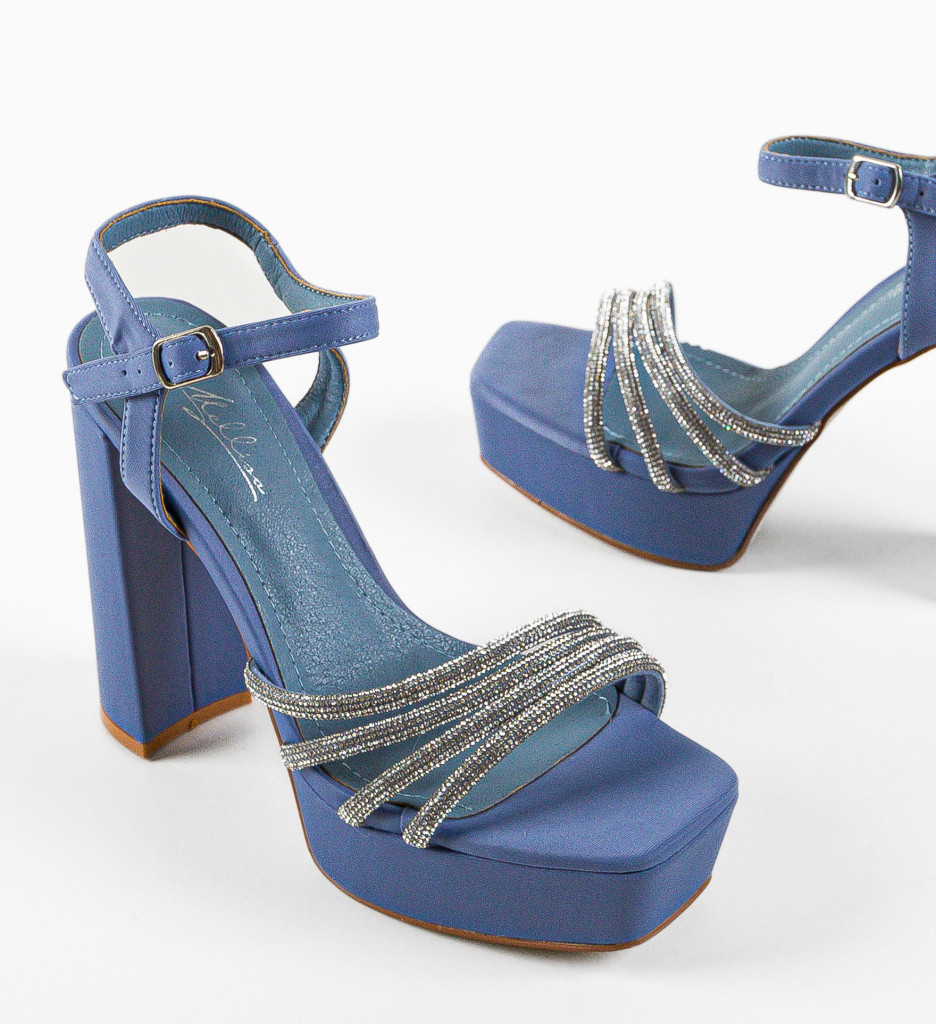 Sandale cu Toc Troy Albastre - Stil Feminin - imagine 7