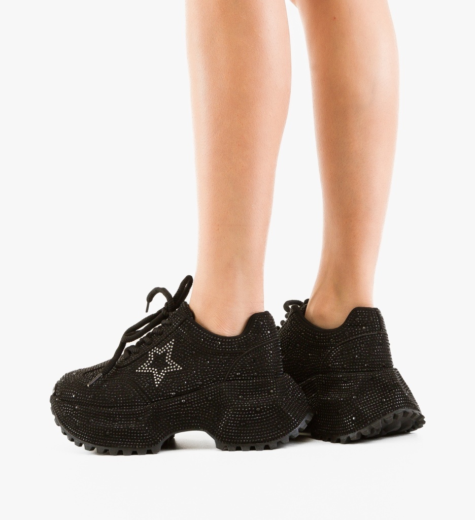 Sneakers Dama Starre Negri – Stil și Confort - imagine 3