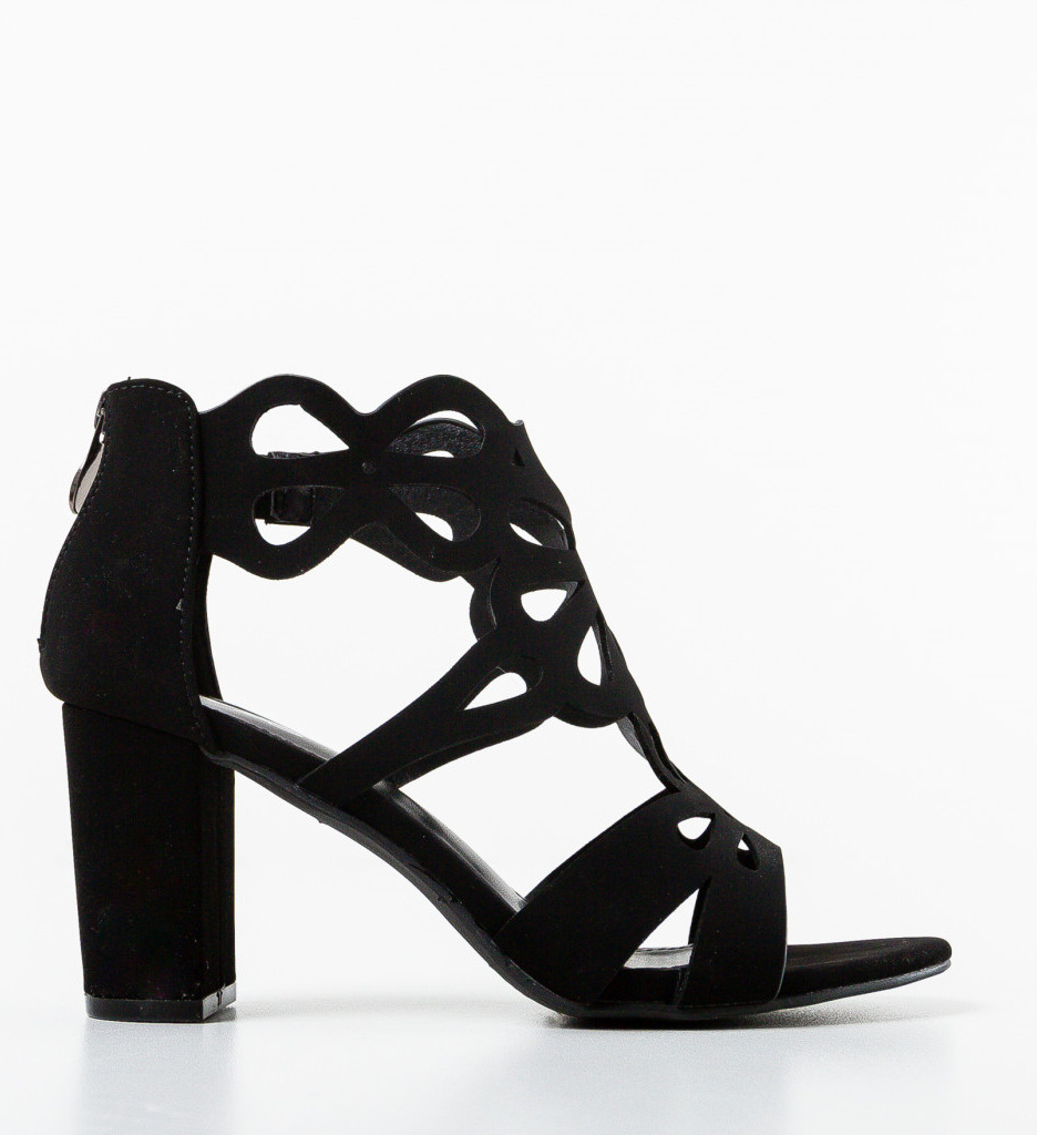 Sandale Dama Minos Negre cu Toc Elegante - imagine 4