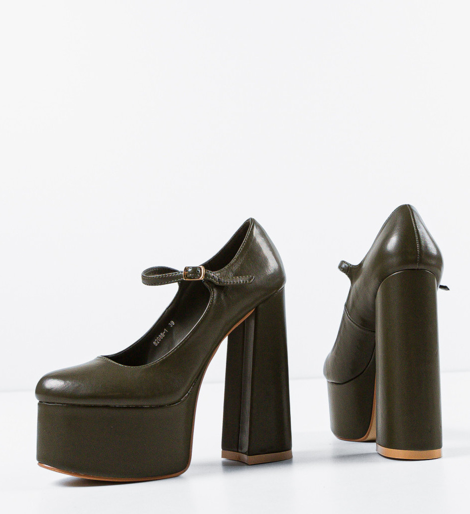 Pantofi Dama Neha Verzi cu Toc Eleganți - imagine 6