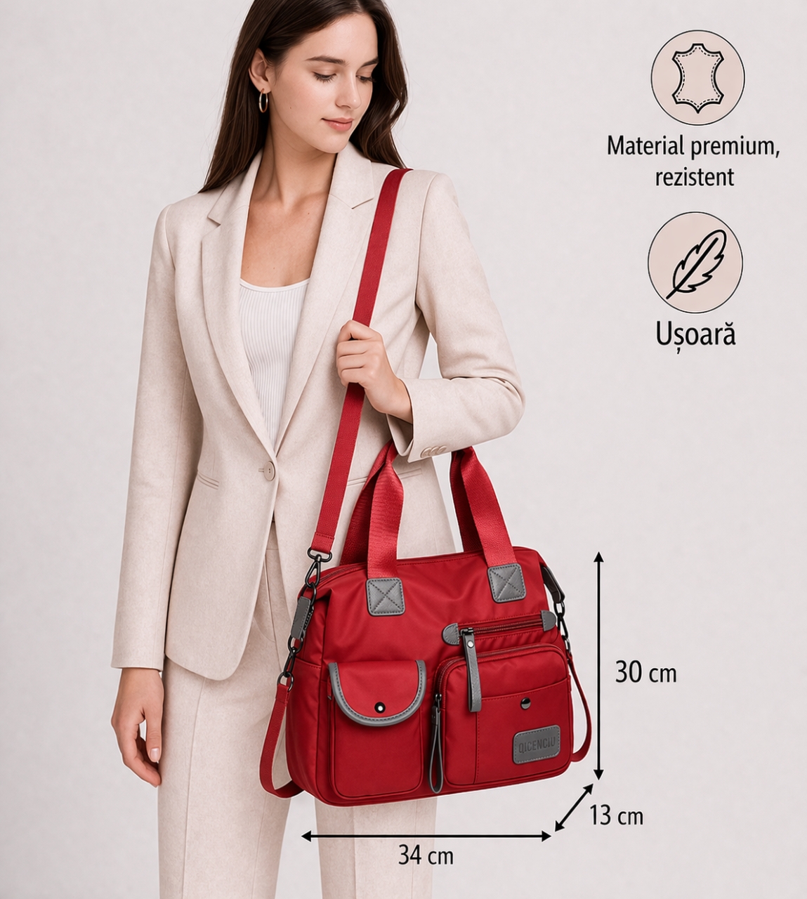 Geanta Dama Calyx GT2598 Rosu Delis Impermeabila - imagine 2