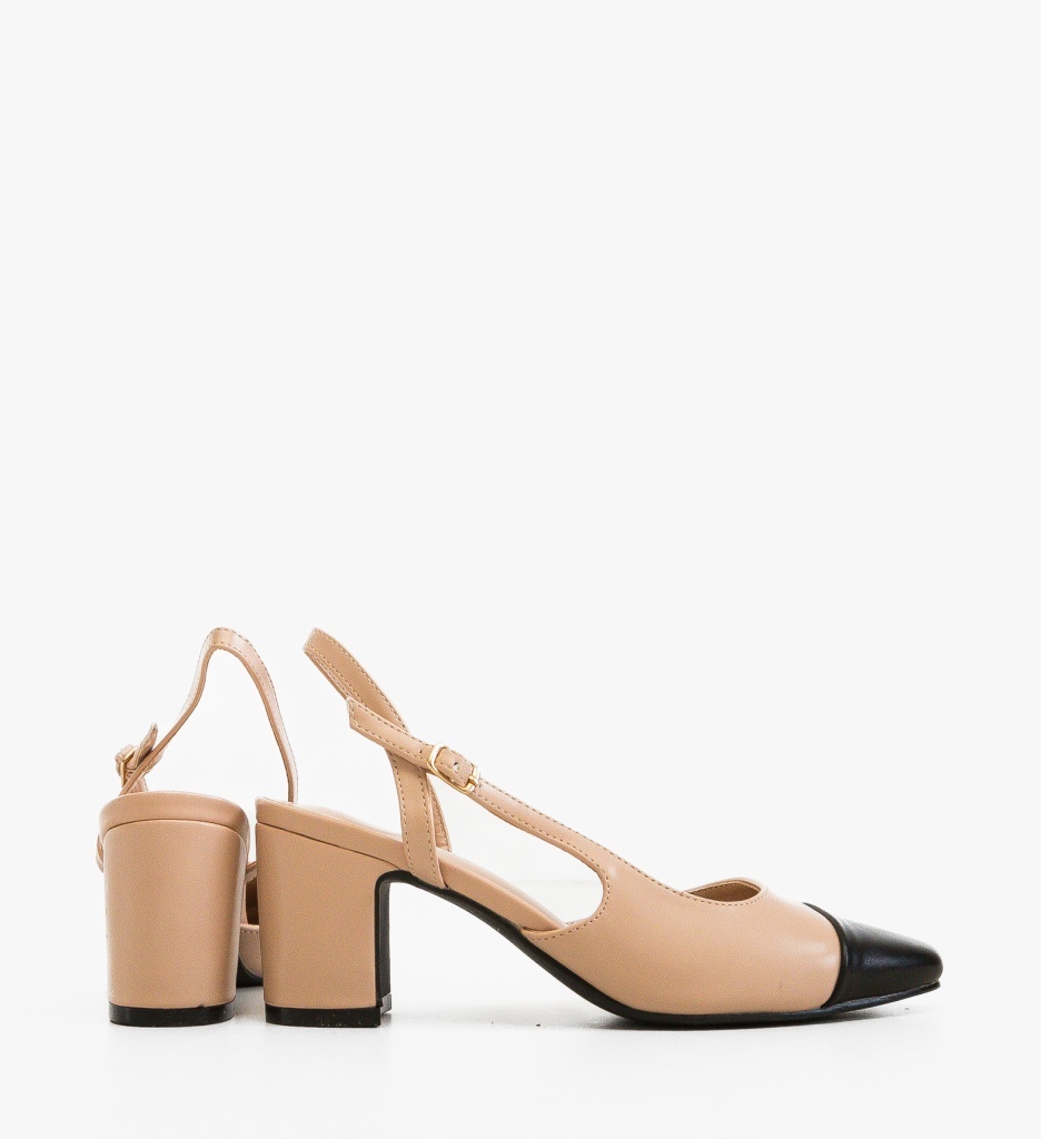 Pantofi dama Miles Nude eleganți cu toc - imagine 4