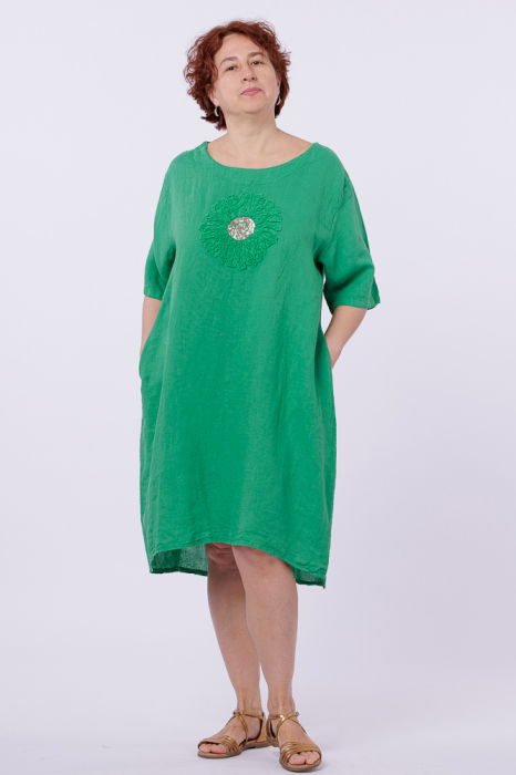 Rochie Rosa 99 In Verde cu Paiete - Eleganță și Confort