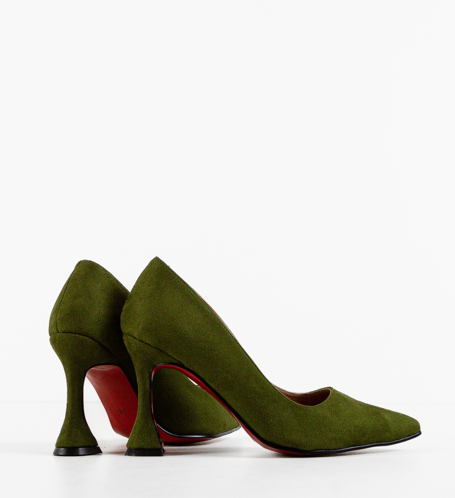Pantofi dama Gog Verzi Eleganți cu Toc - imagine 6