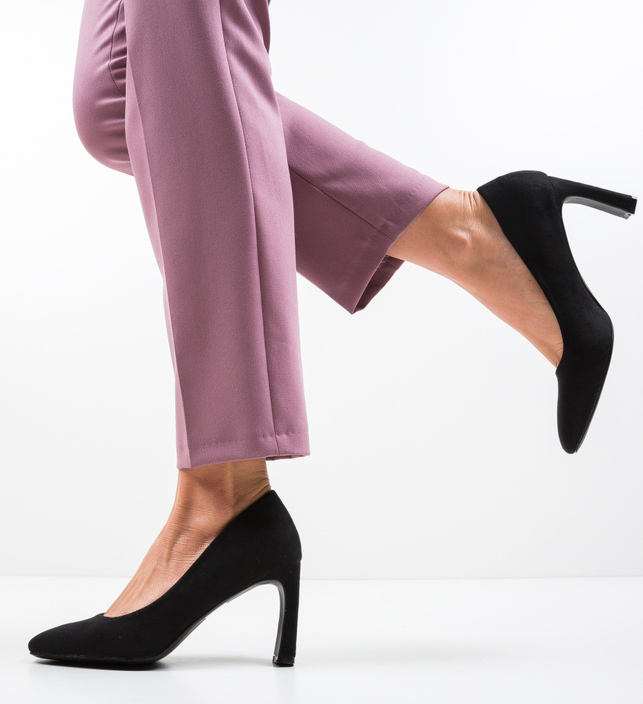 Pantofi Jolo Negri Eleganți cu Toc - imagine 2