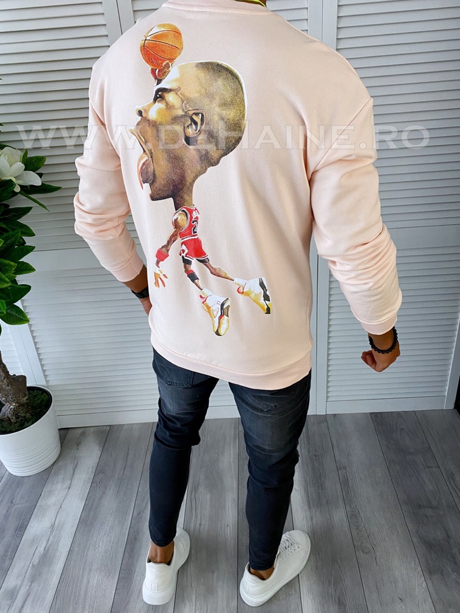 Bluza Barbati Roz Imprimeu Spate | Slim Fit - imagine 2