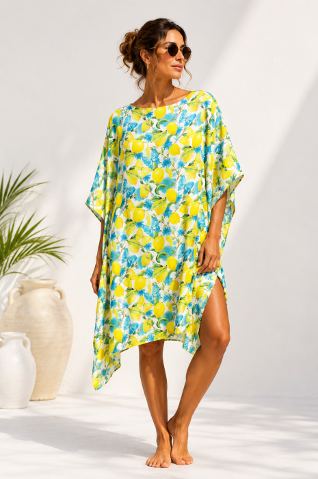 Poncho Plajă Mătase Shopika | Eleganță Estivală - imagine 2